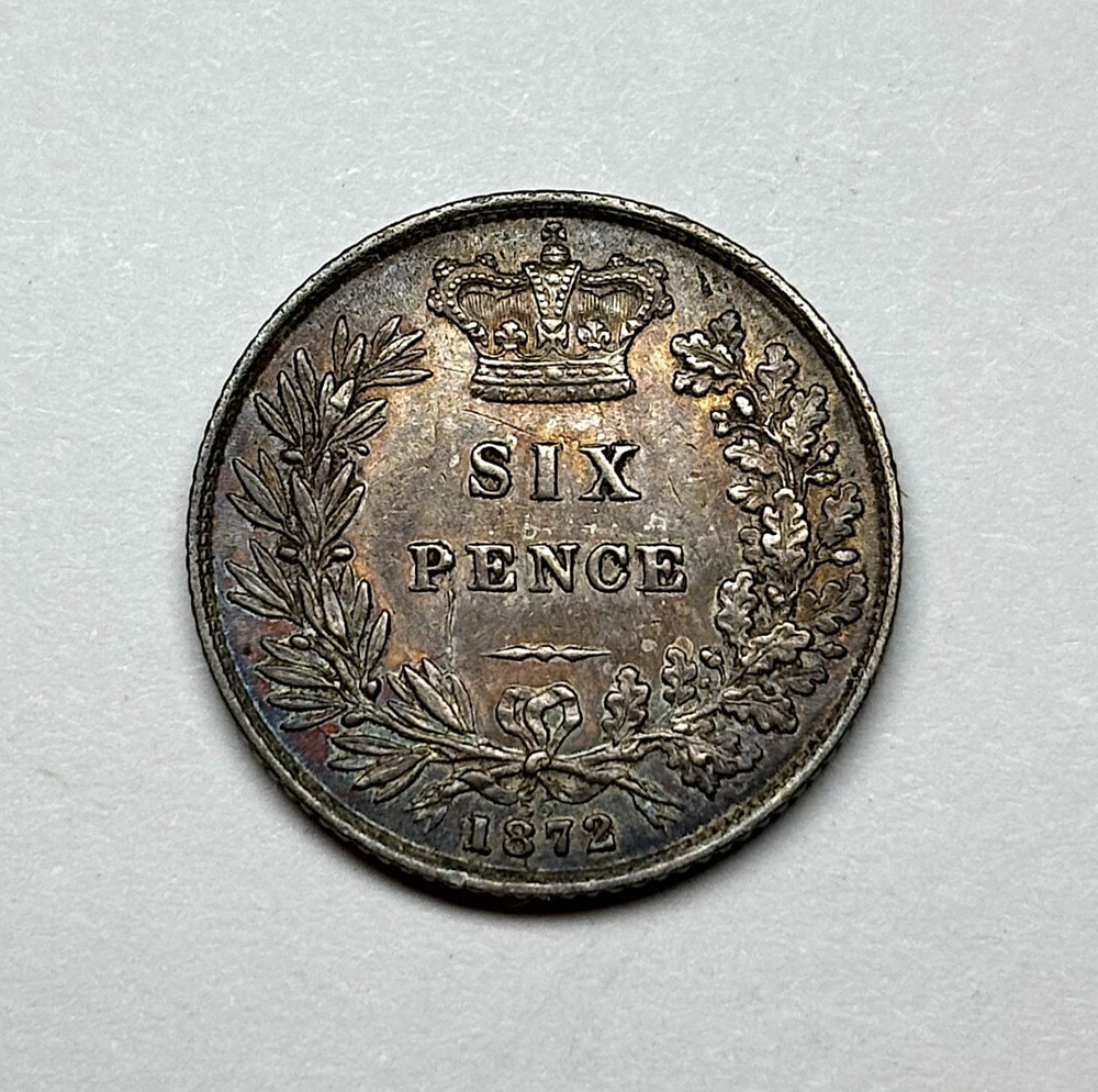 1872 Great Britain 6 Pence, KM-751.1.
