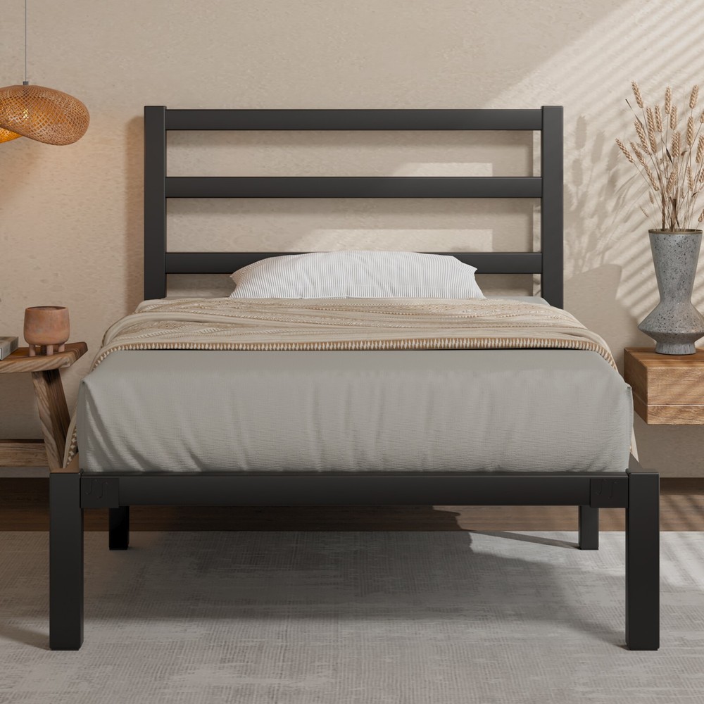Twin Size Metal Bed Frame with Headboard