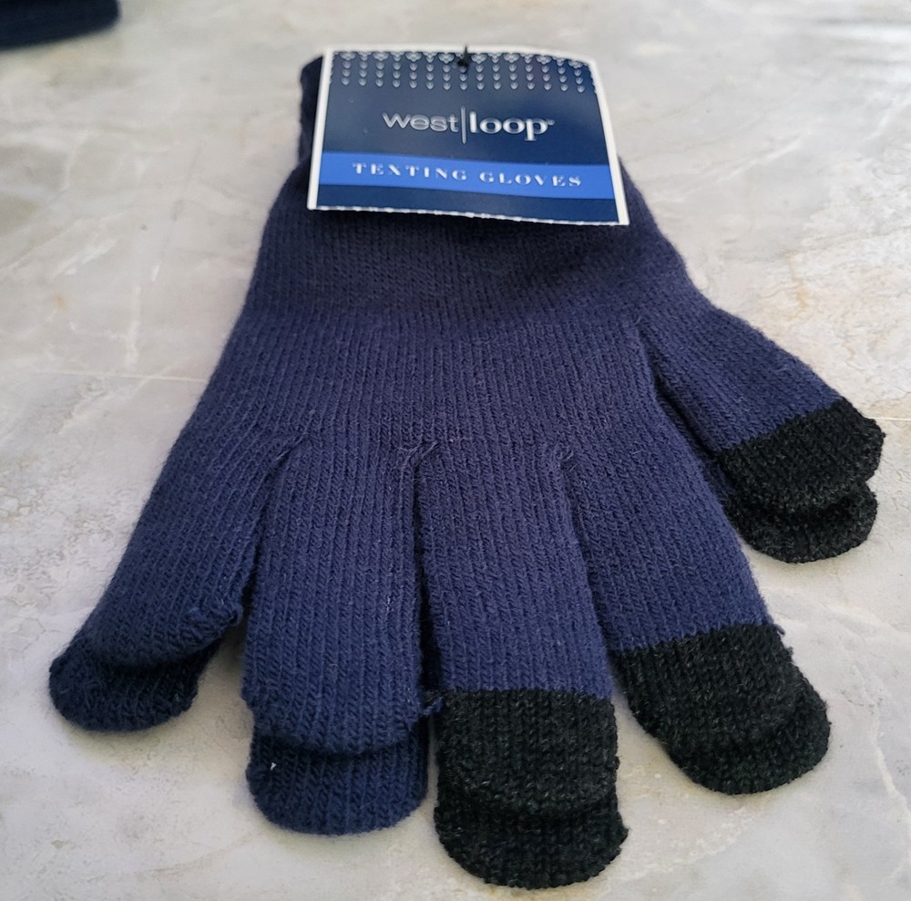West Loop Blue Texting Gloves One Size Fits Most