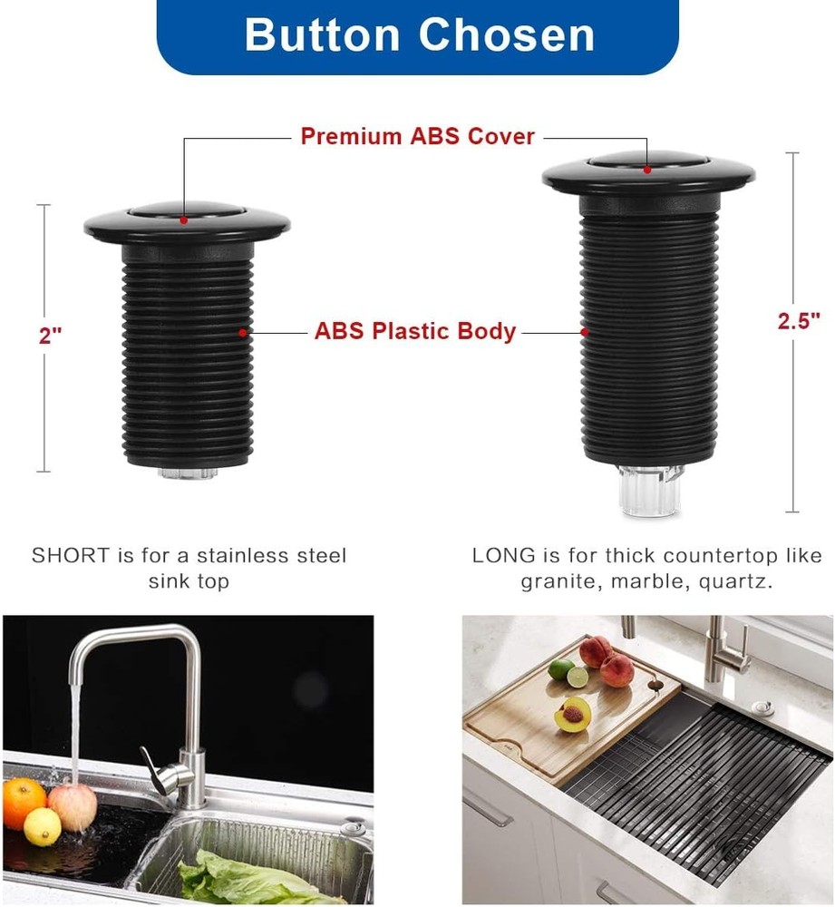 Kitchen Sink Air Switch Kit Dual Outlet Garbage Disposal Black
