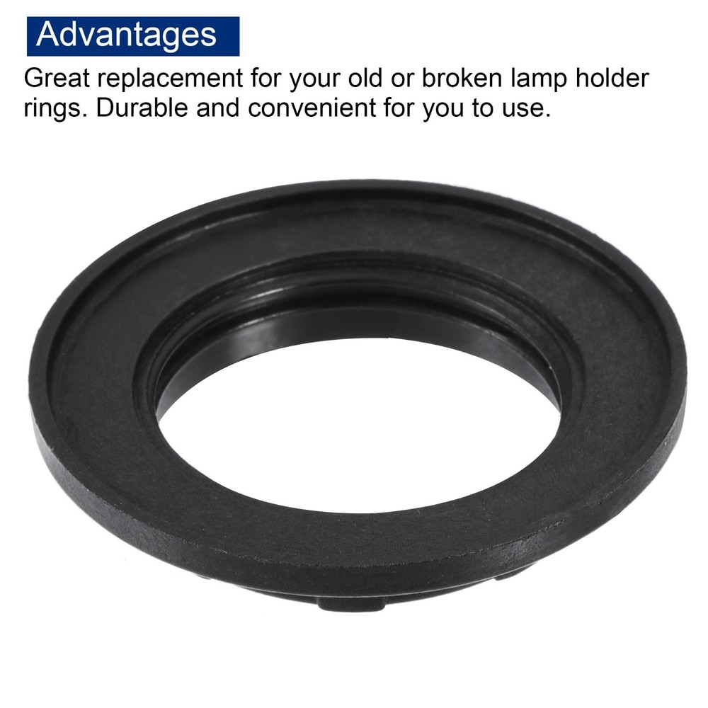 E14 Light Socket Rings Lamp Shade Holder Adapter Ring Replacement Black 12Pcs