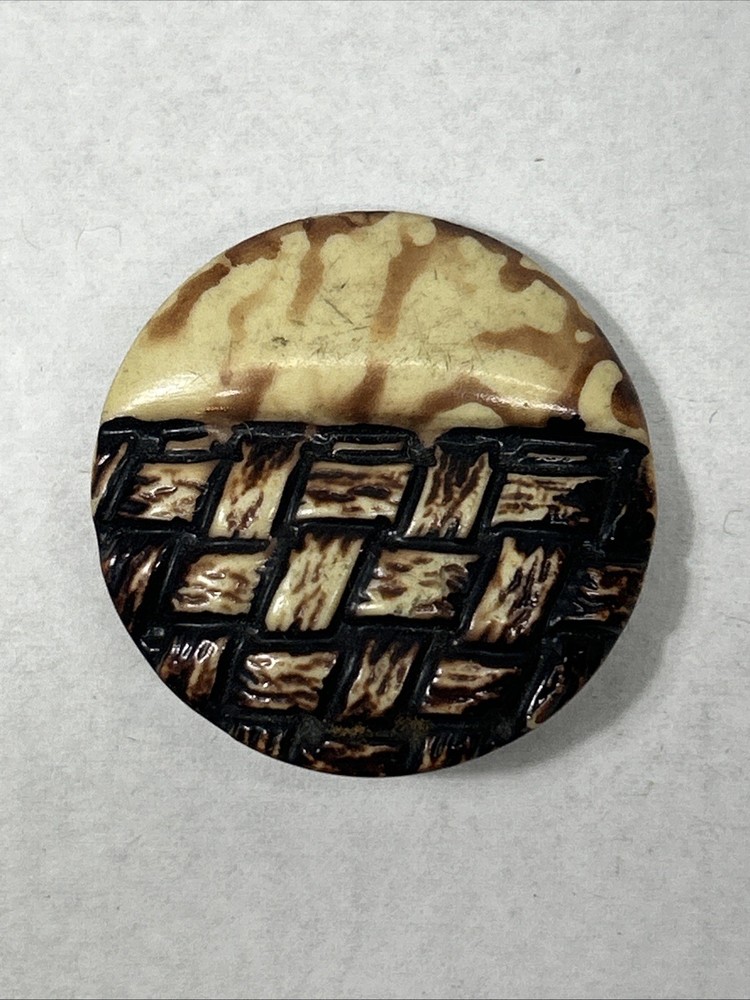 Vintage Celluloid Button Partial Basket Weave Design