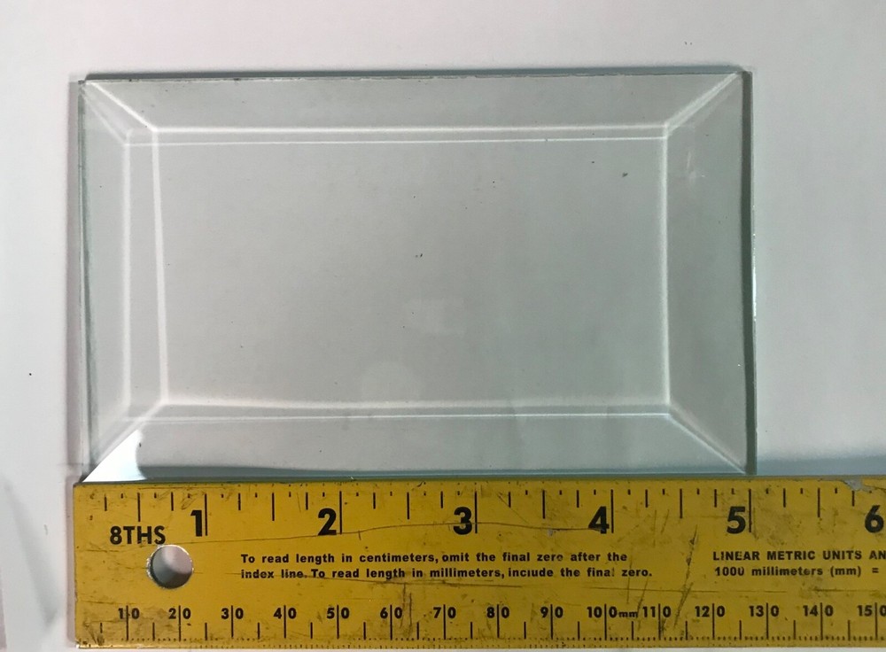 Set of 5- Clear Glass Rectangle Bevels Flat Back-Beveled Front Assorted Sizes