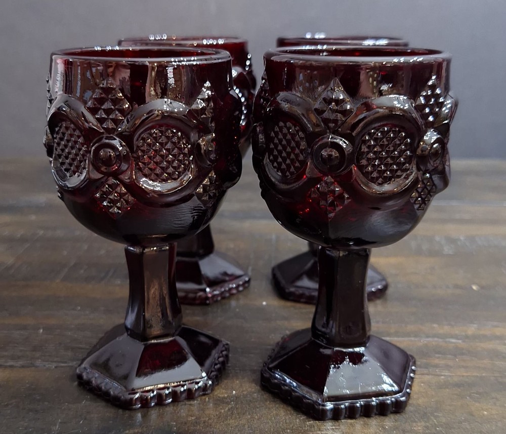 Vintage Ruby Red Cape Cod Cordial Glass (Avon) 4 Piece Set
