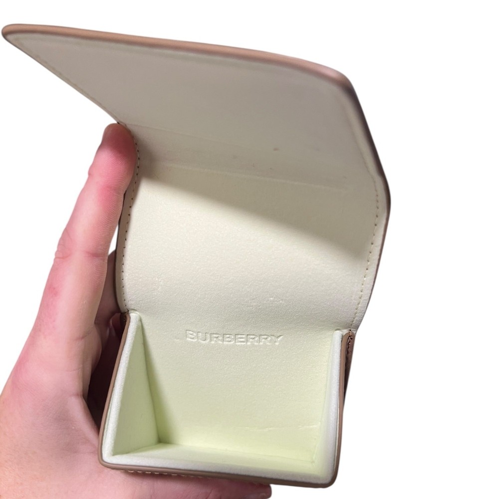 Burberry Tan Leather Foldable Eyeglasses Case Authentic