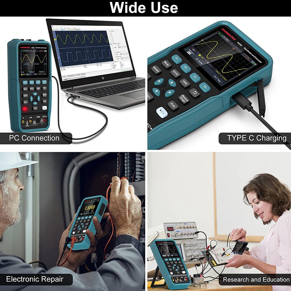 2CH Handheld Oscilloscope Multimeter For Automobile Maintenance Power Detection