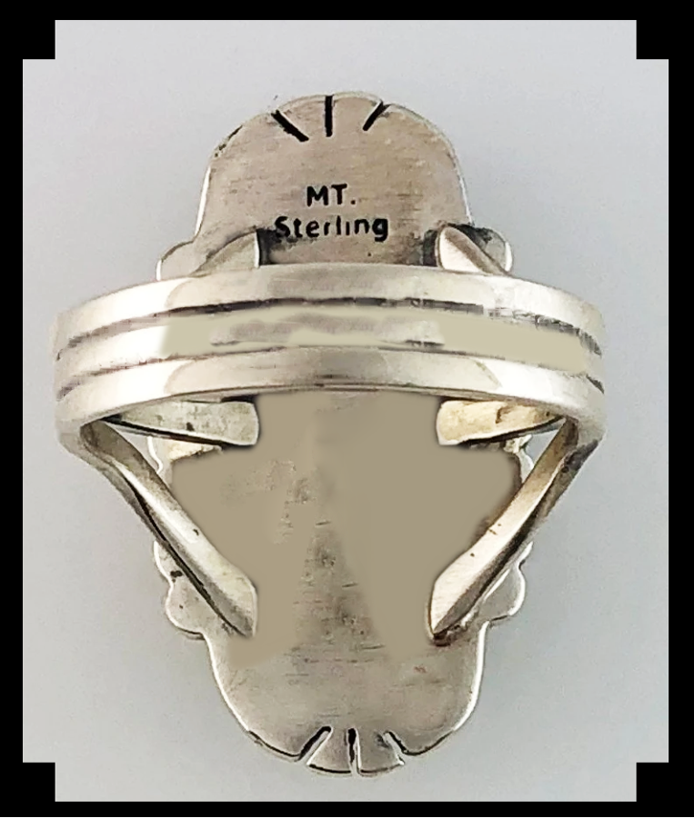 Handcrafted Sterling and Blue Opalite Ring Size 9