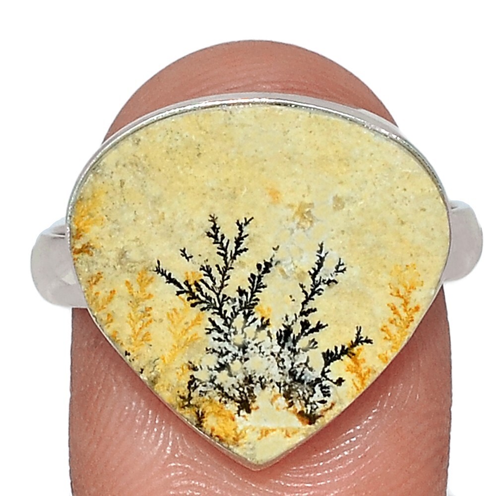Psilomelane Dendrite From Germany 925 Sterling Silver Ring - Size 9.75