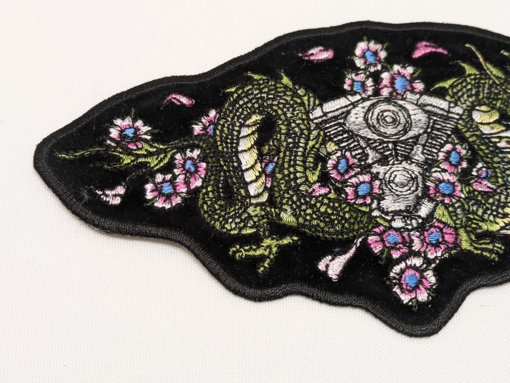 New Motorcycle Jacket Patch Dragon & Flowers Patch! 🧥 🏍️ 🐉 🌺