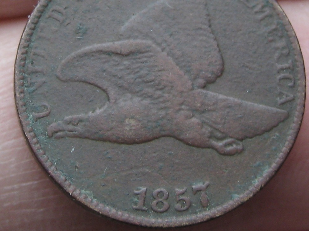 1857 Flying Eagle Penny One Cent- Fine/VF Details