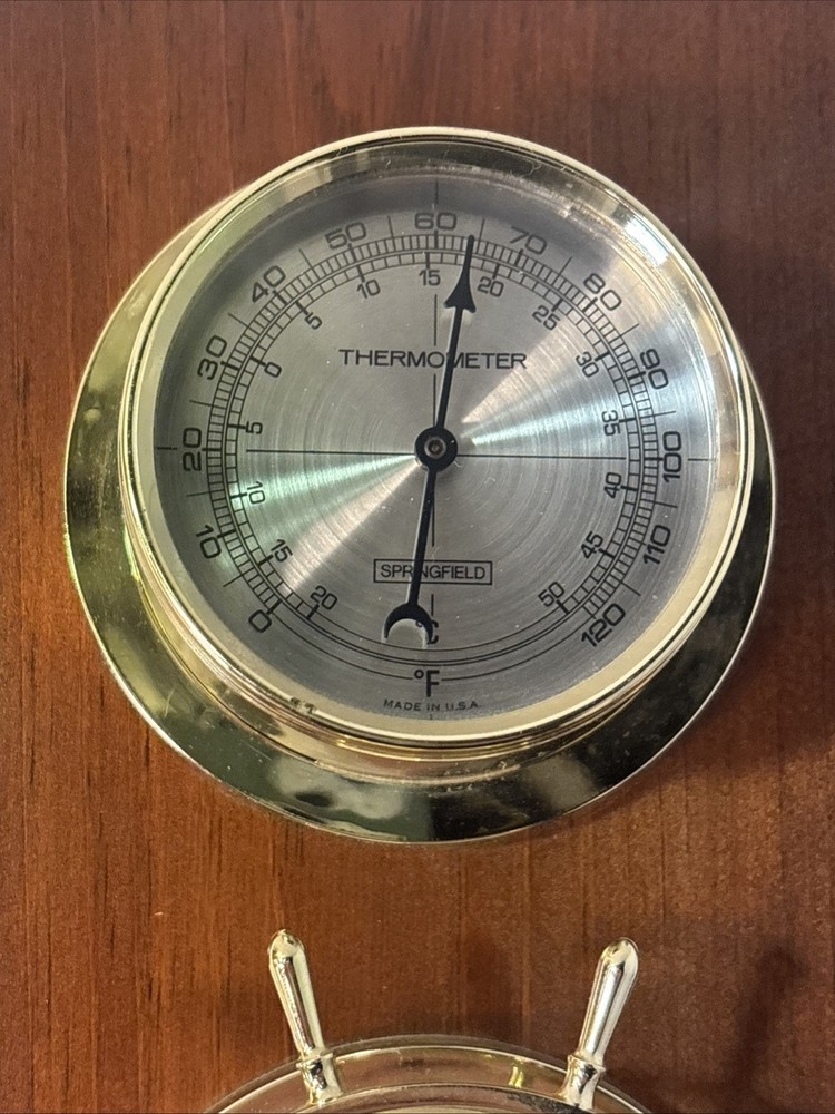 Springfield Weather Station Rectangular Wood Wall Hanging 3 Instruments 16” Long
