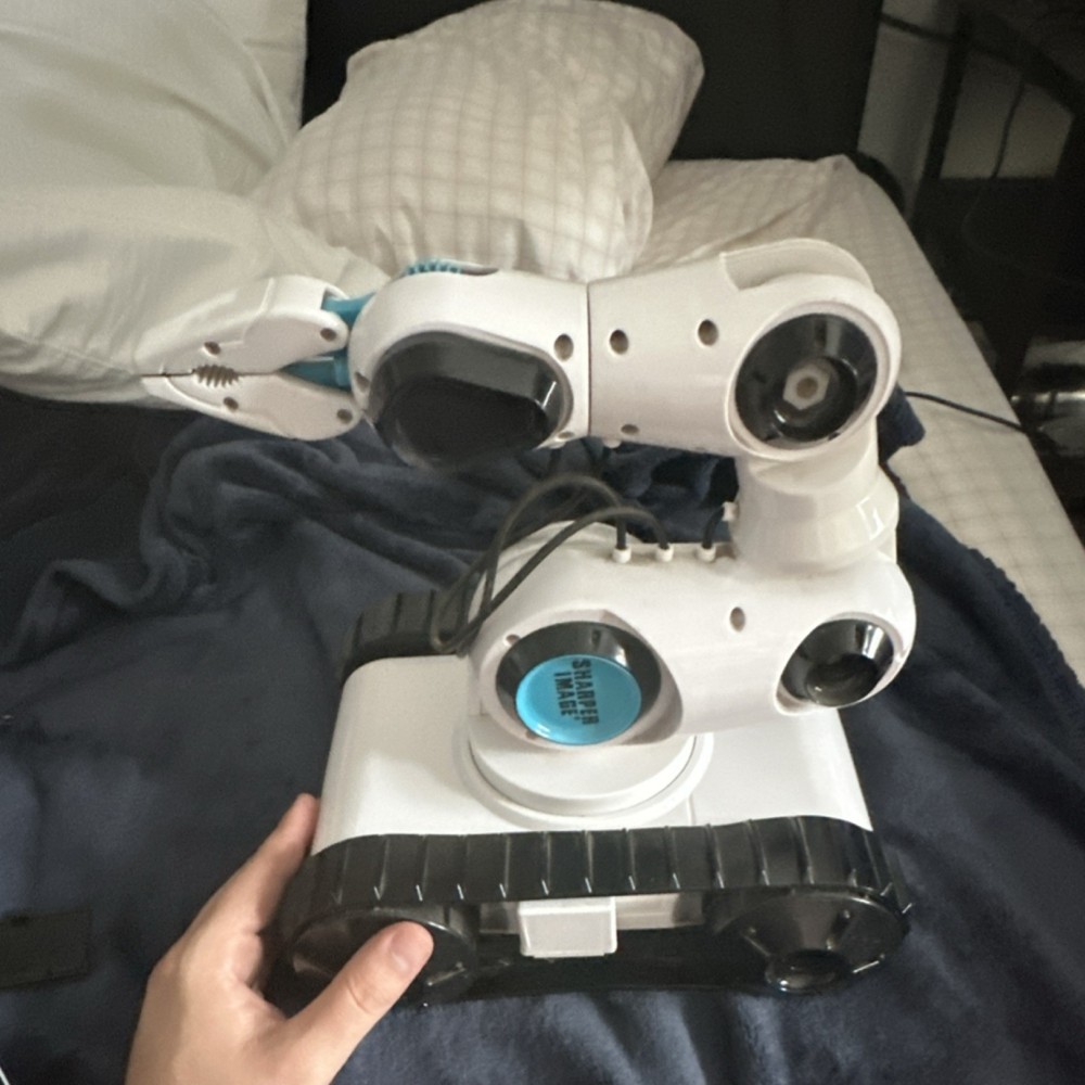 Sharper Image Tracked Robot Arm Toy Open Box Untested White Black Blue