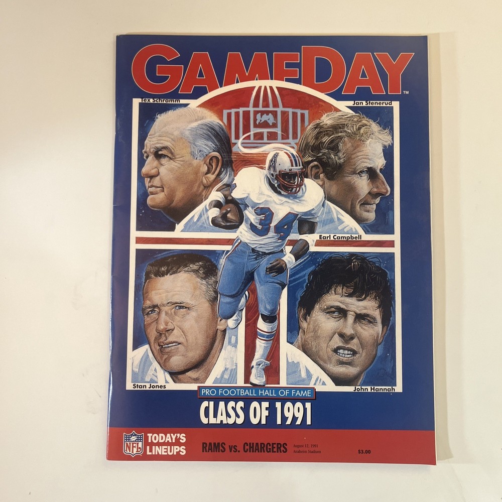 1991 HOF Program Rams vs Charger Aug. 12, 1991