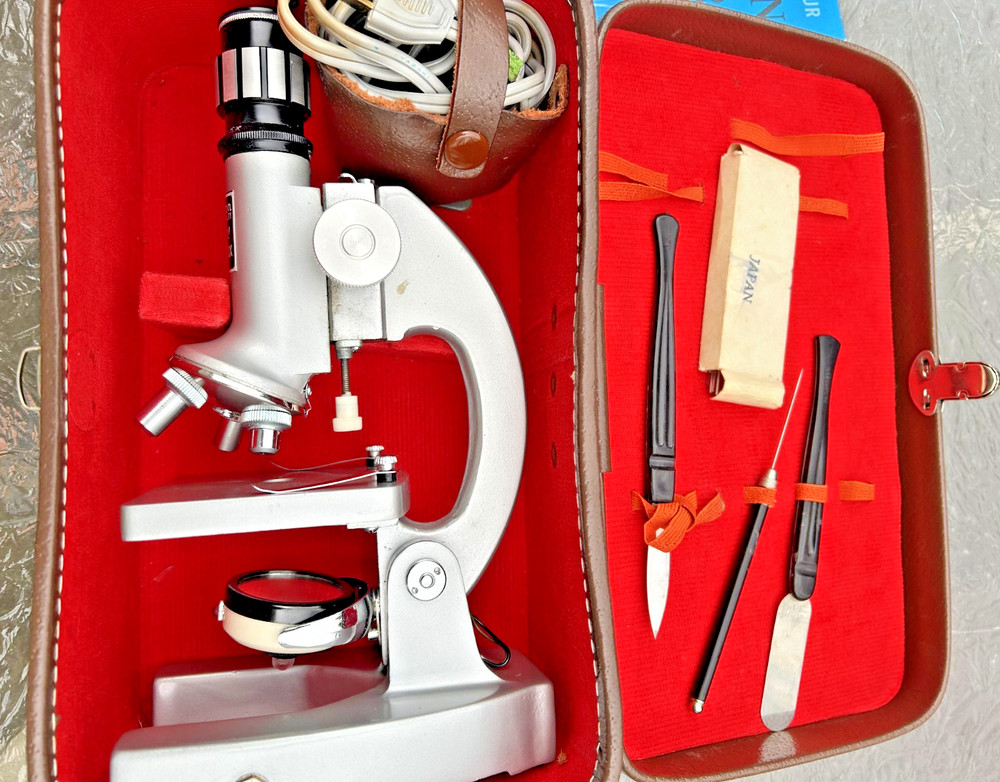 Vintage Jason Microscope w/ Case & Accessories Student Lab Scope Works
