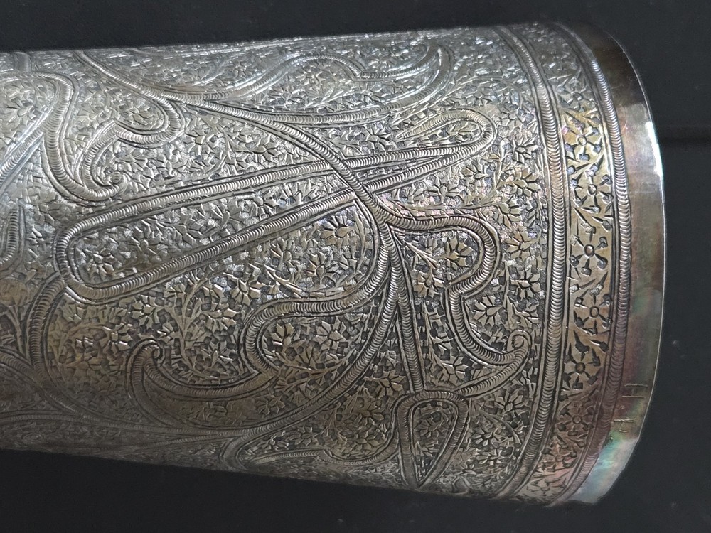 Large Antique Solid Silver India Kashmir Cup Paisley Design
