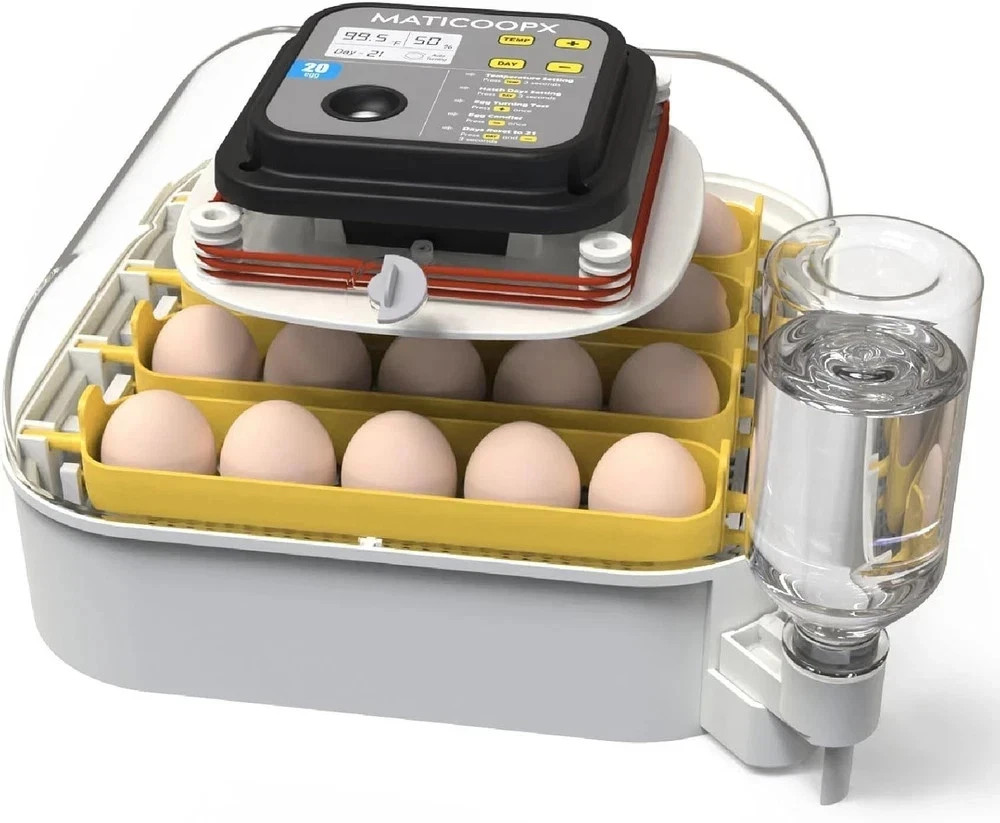 MATICOOPX 20 Egg Incubator with Humidity Display Egg Candler Automatic Egg Turne