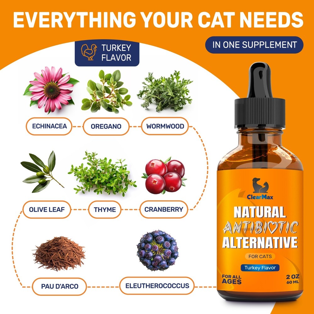 Cat Allergy & Infection Support | Natural Antibiotic Liquid | 2 oz