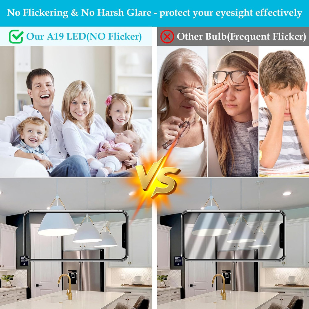 PARTPHONER A19 LED Light Bulb, 100 Watt Equivalent LED Bulbs, 13W Daylight White