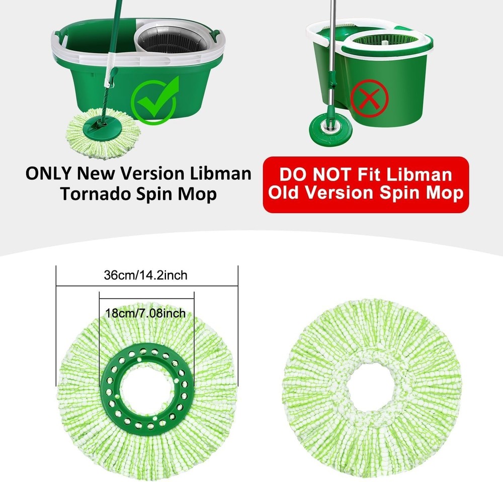 Reusable Mop Head for Libman Tornado Spin Mop Thick Microfiber Spin Mop Refil...