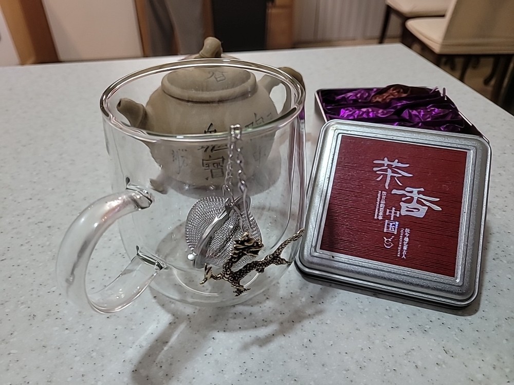 1 X Stainless Steel Mesh Tea Infuser Diffuser Strainer Steeper W/brass Dragon