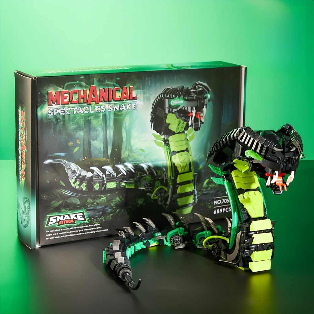 Fangool 2025 Mechanical Snake Building Blocks Set，Technological Cobra Ani