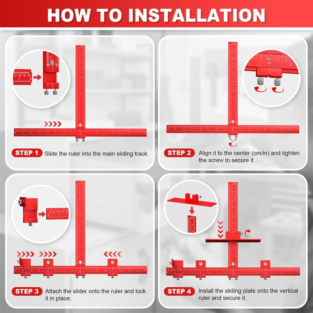 Cabinet Hardware Jig – Adjustable Cabinet Handle Installation Tool, All-Aluminum