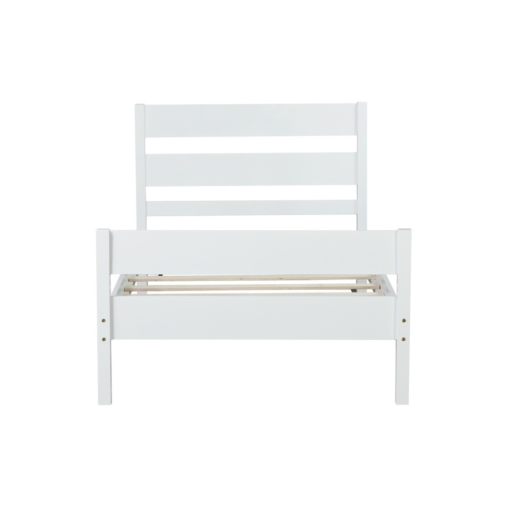 Twin Size Bed Frame Wooden Platform Bed Frame w/ Headboard White/Espresso