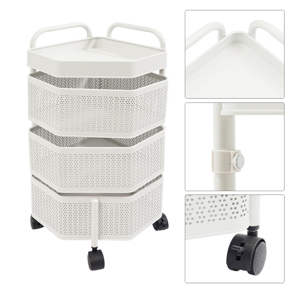 Rotating Storage Shelves Rack, 3-Tier Removable Basket Shelf Organizer
