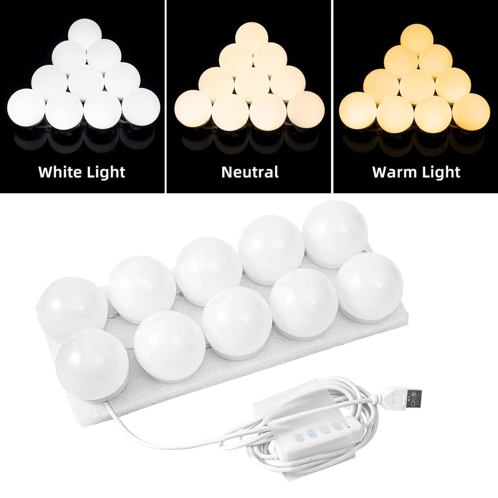 Hollywood Led Vanity Lights Strip Kit, with 10 Dimmable Light Bulbs