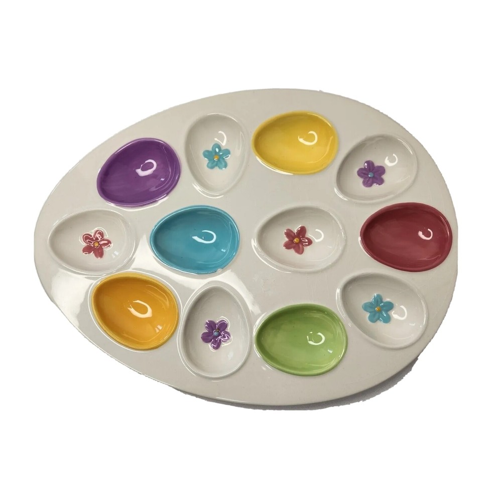 Easter Bunny Blossoms And Blooms Deviled Egg Tray Holds 12 Eggs Spring