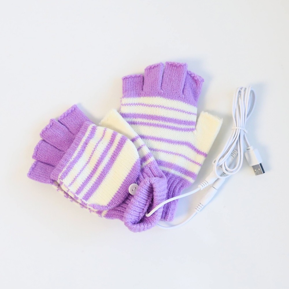 NWOT  1 Pair Usb Heated Gloves Warm Mittens Battery powered fingerless transform