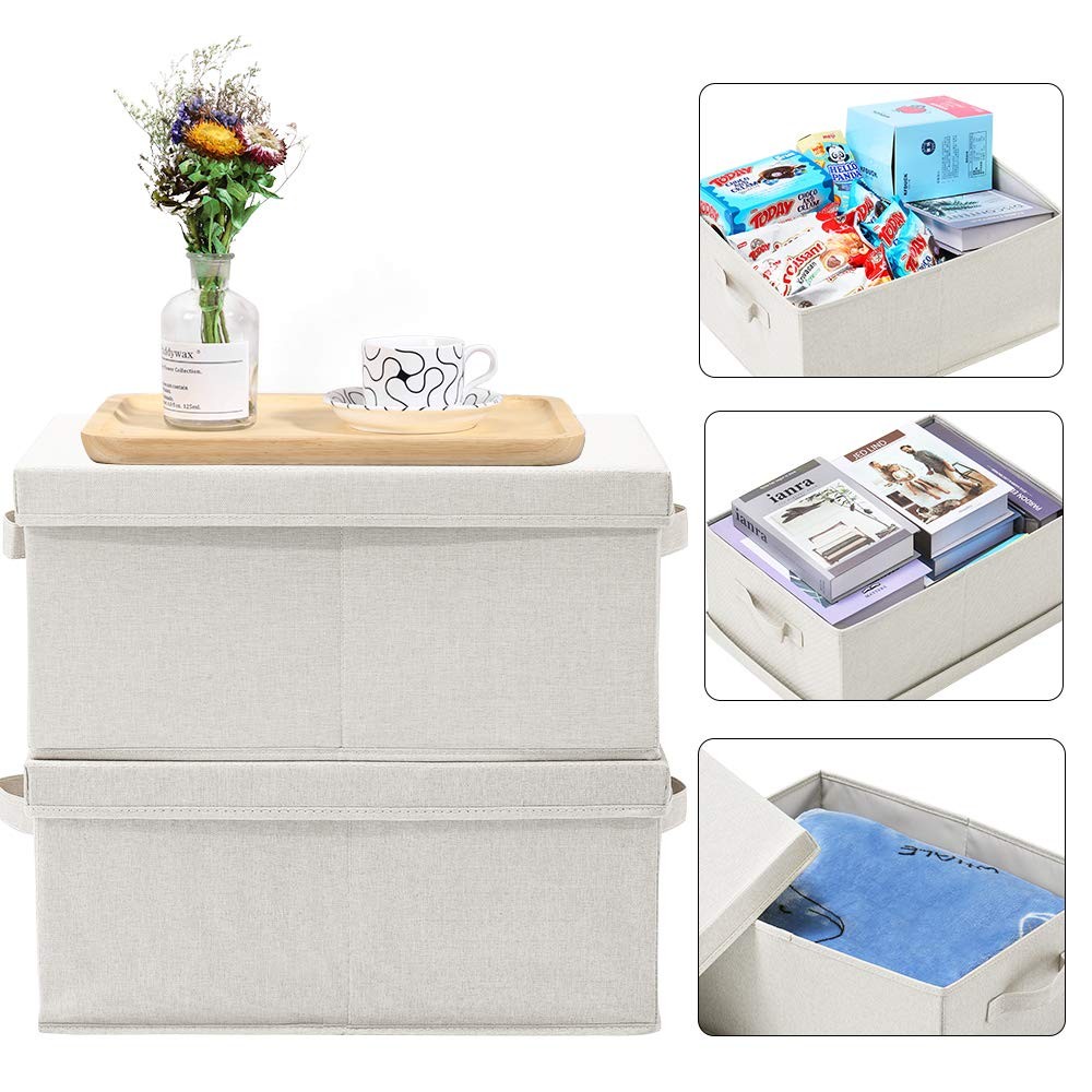 Foldable Storage Bins with Lids, 2 Pack, Storage Boxes with Carrying Handles ...