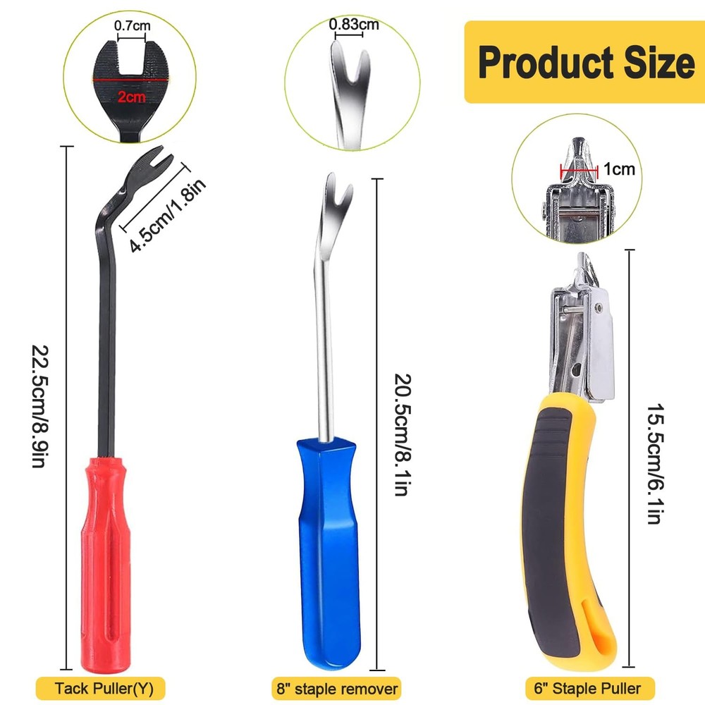 3Pcs Staple Remover, Heavy Duty Upholstery Staple Puller Tool with Ergonomic ...