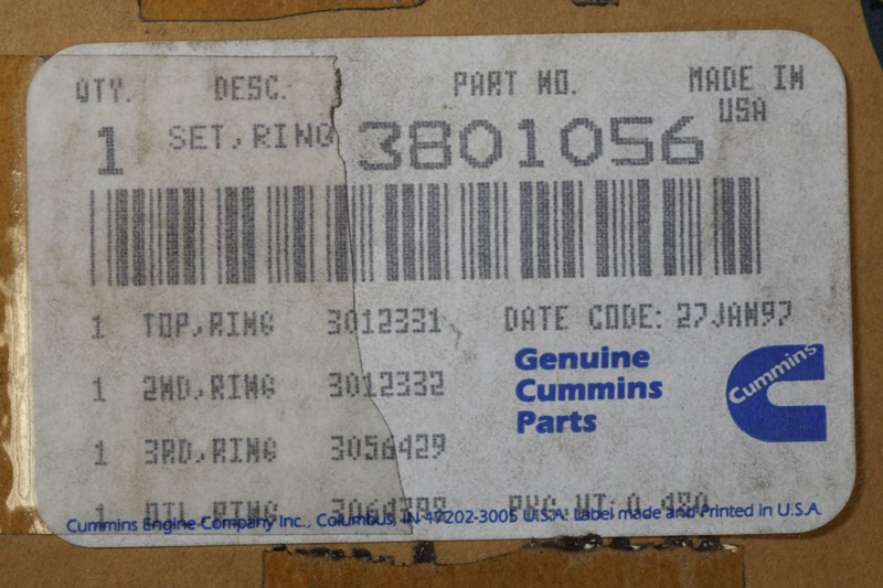 Cummins NH/NT 855 Engine Piston Ring Set 3801056 (588-10052)