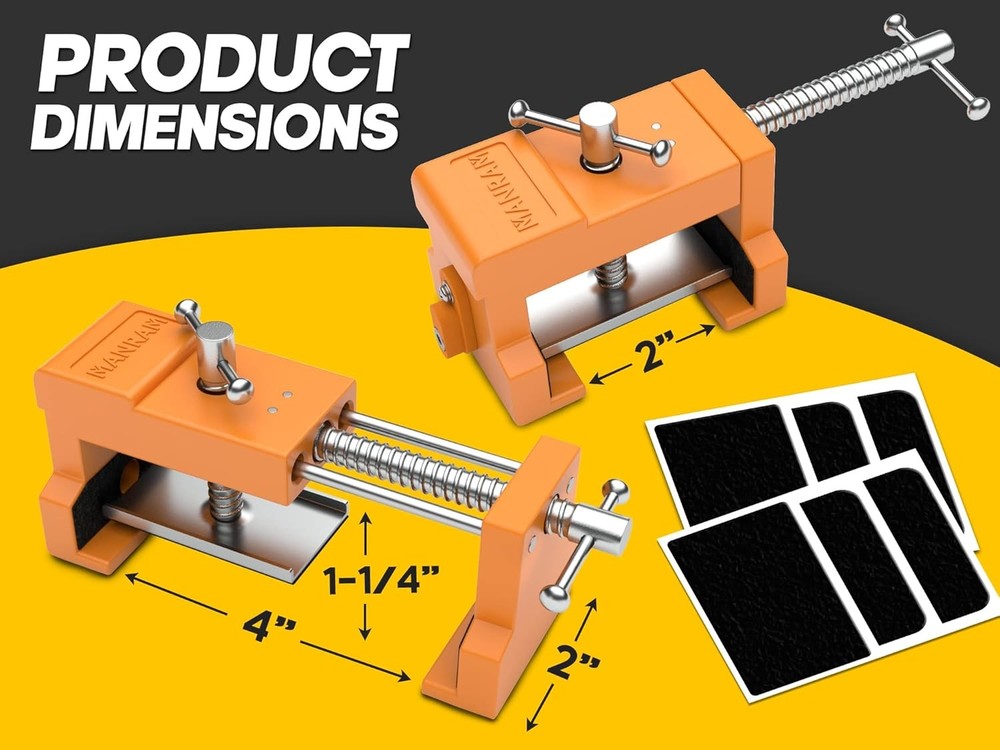Premium Cabinet Clamps 2Pack with Protective Case, Solid Cast Steel Construction