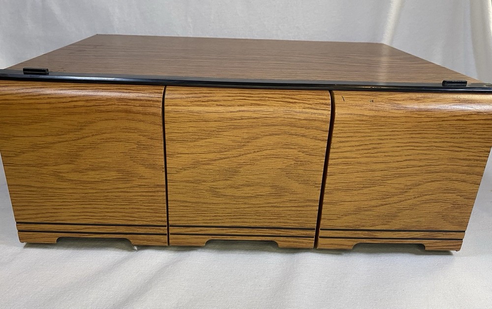 Vintage 3 Drawer 60 CD Storage Holder Case Faux Wood STACKABLE