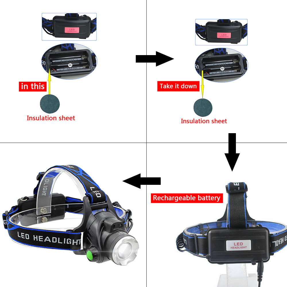 Brightness LED Headlight Headlamp Head Torch Flashlight Work Light Camping Lamp