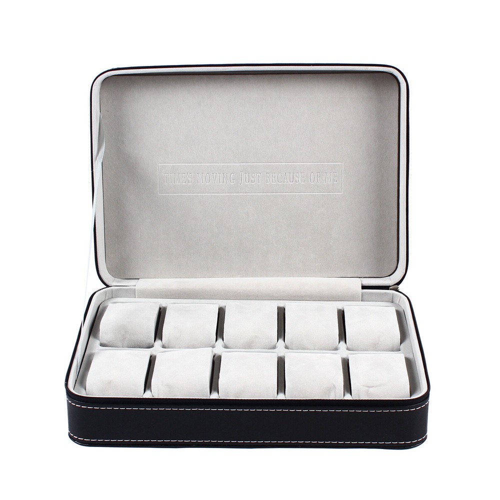 10 Slots Watch Display Case Storage Box Case | Leather Rounded Corner