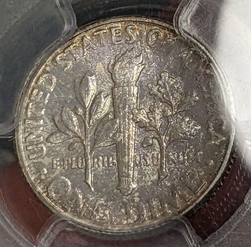 1957 - P - Roosevelt Silver Dime - PCGS - MS 66 - Toned