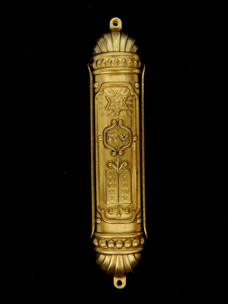 Mezuzah / 2 Pc. Design / Raw Brass Stamping/ Uses Extra Small Scroll