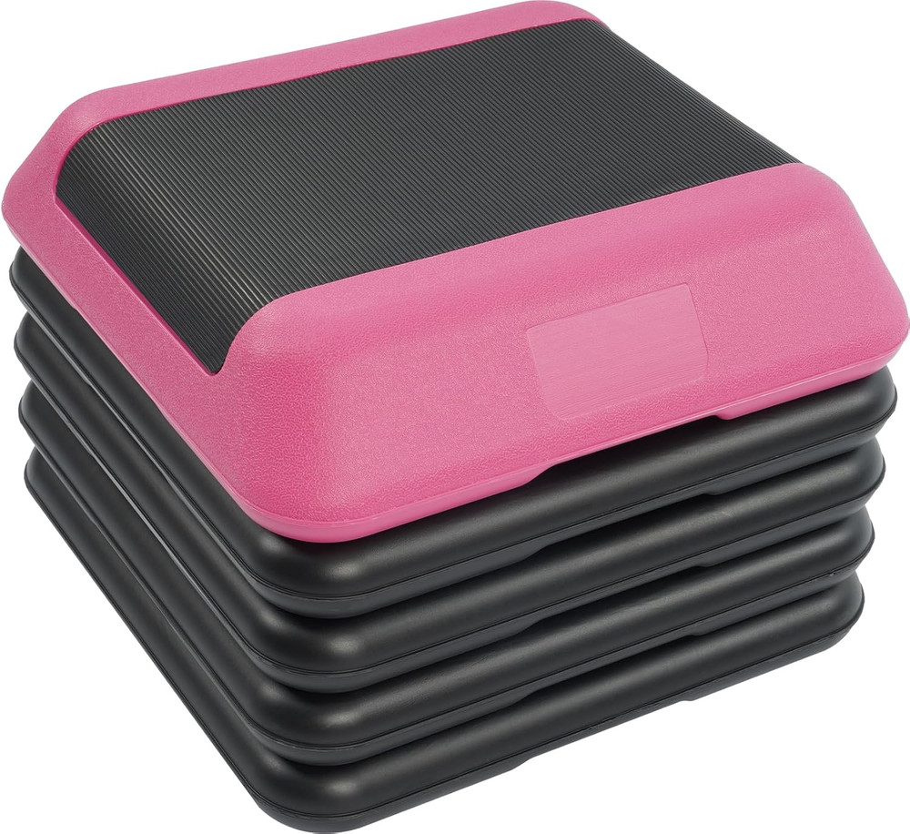 Step Aerobic Platform, Exercise Step with 5 Levels Adjustable Height, 4 Stackabl
