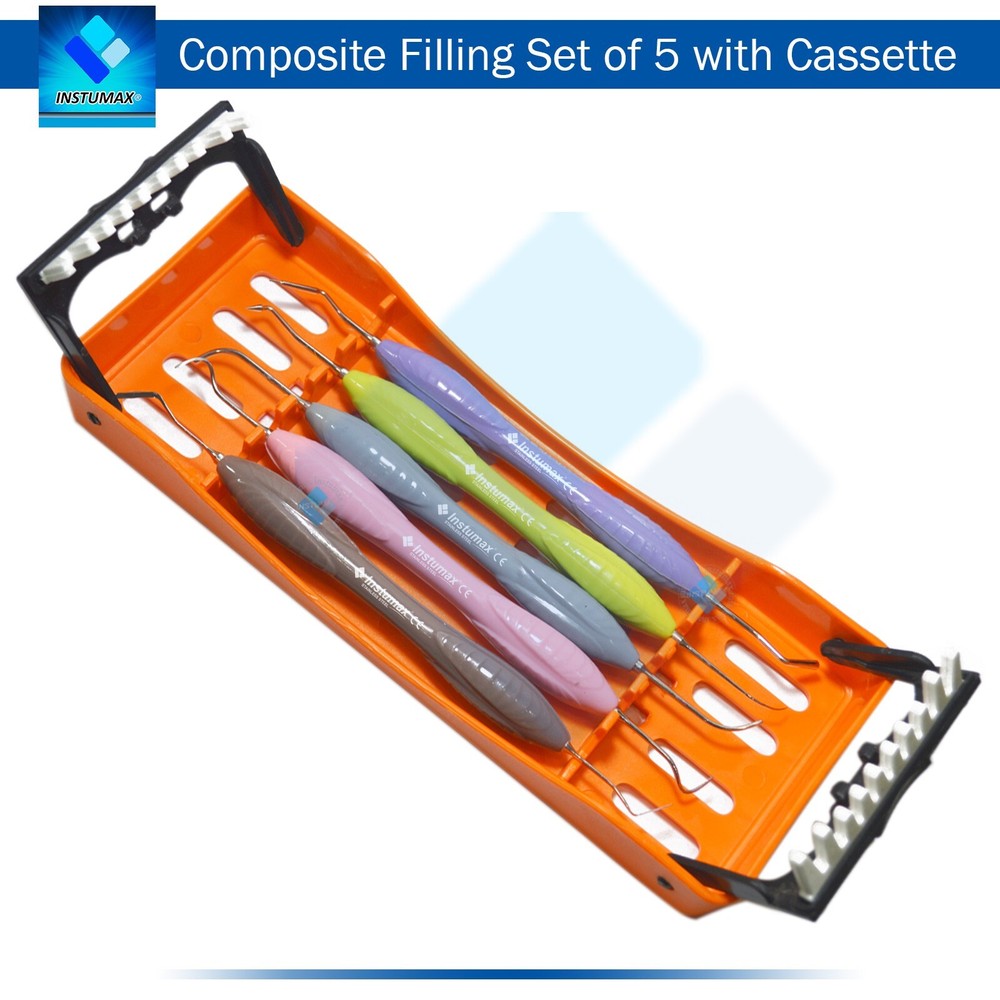 Dental Composite Filling Instruments Set Of 5 Silicon Handle Restorative Tools