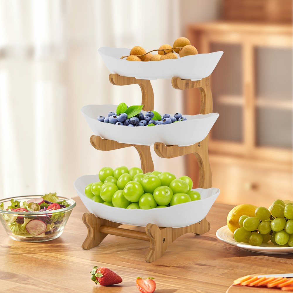 3-Tier Fruit Bowl Serving Bowls with Stand Snack Dessert Cake Tray Plate Rack