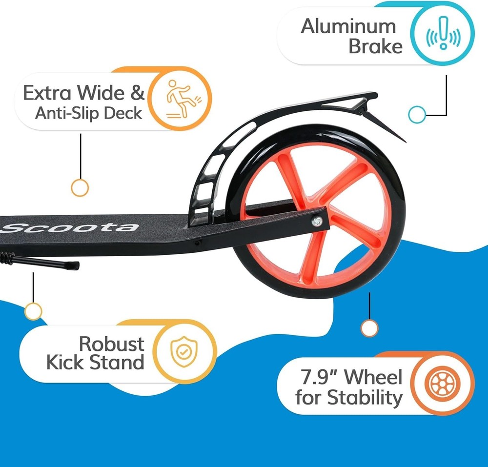 Fusion Blue Adjustable Kick Scooter - Lightweight, Foldable & Ergonomic Design