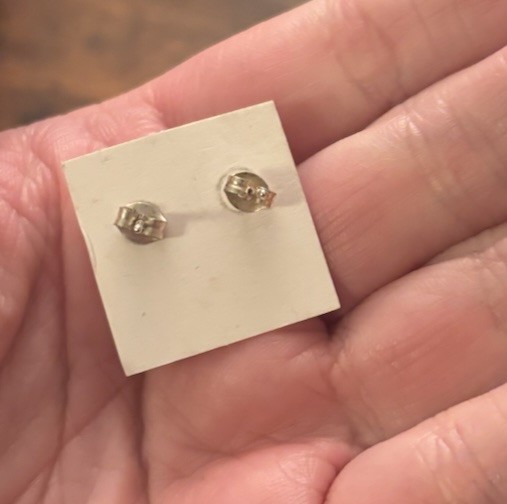 Native American Sterling Silver Pink Glittery Opal Stud Earrings