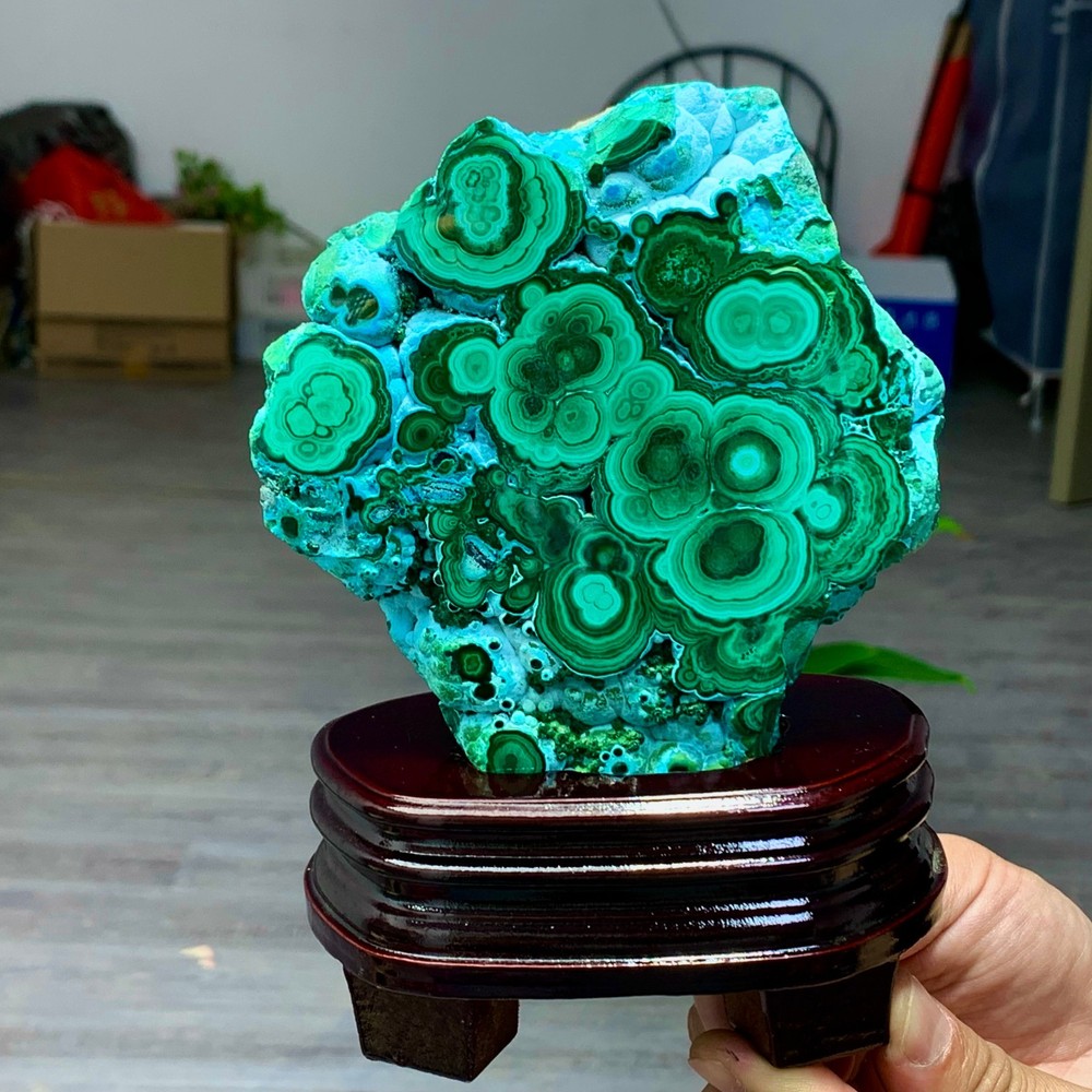 1.47LB Natural Chrysocolla/Malachite transparent cluster rough mineral sample