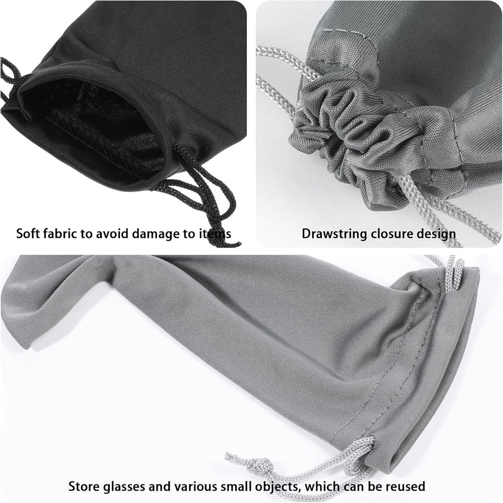 Durable Eyewear Pouch Set - Secure Drawstring Closure - Assorted Colors