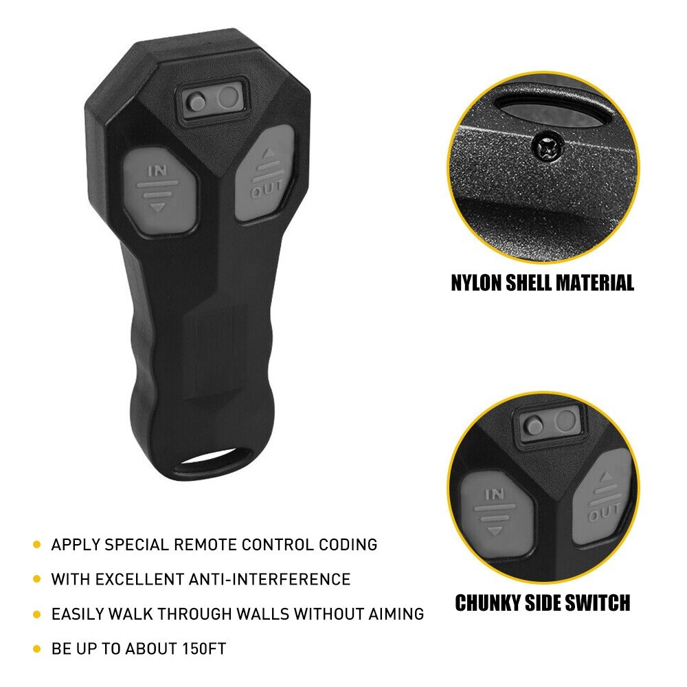 Wireless Winch Remote Control Handset Easy To Install 150ft Volt 12 Black ATV