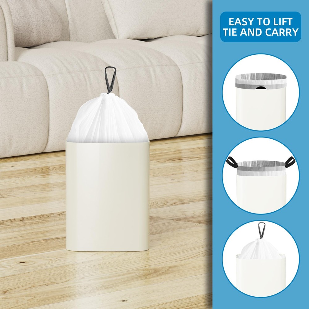 120 Counts 1.6 Gallon Mini Drawstring Trash Bags, Small Garbage Bags by , Cod...