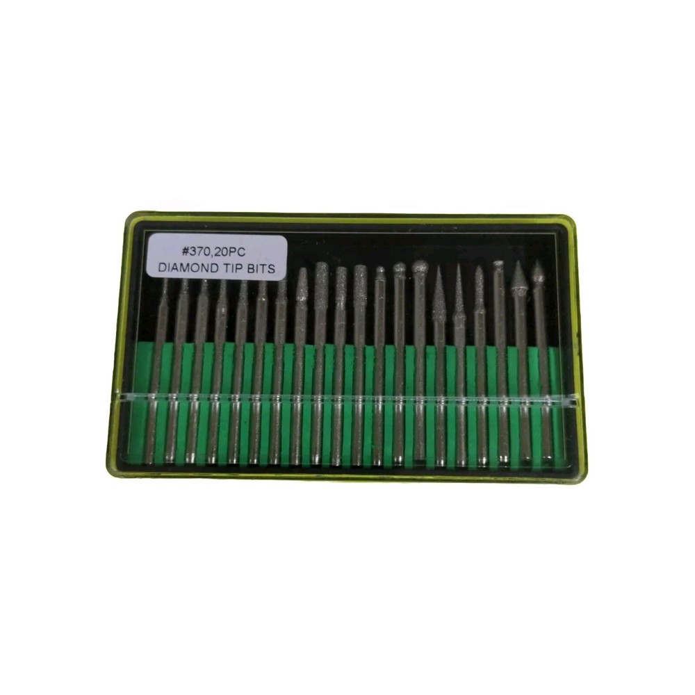 20pc Set Diamond Burrs Fits Dremel Or Rotary Engraving Bits Micro Small